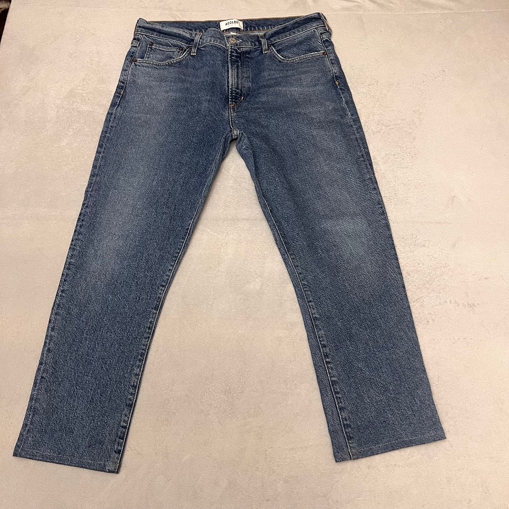 AGOLDE Women's Toni Mid Rise Straight Leg Denim Blue Jeans Size 30